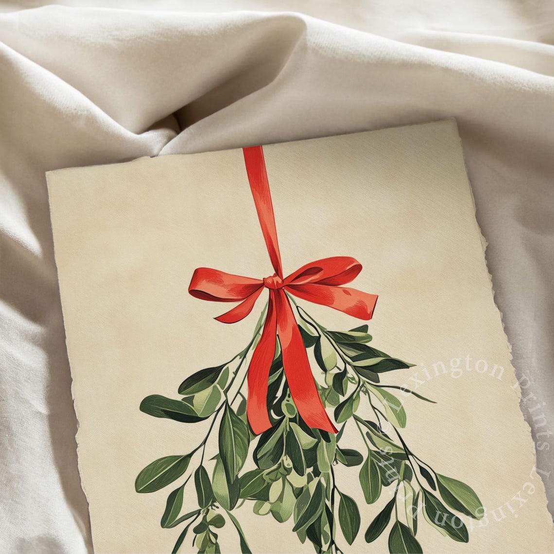 Mistletoe Sprig with Red Ribbon Christmas Botanical Art Poster - Image 8