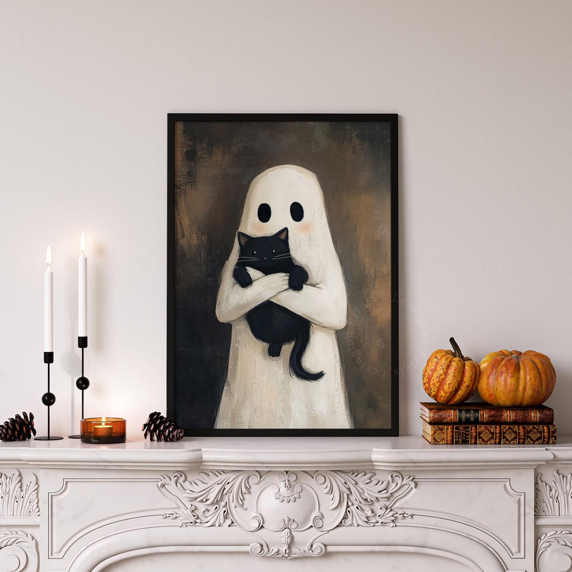 Cute Ghost Cat Print Halloween Wall Art Ghost Print Black Cat Lover Gift Halloween Print Spooky Halloween Wall Art 769 - Image 5