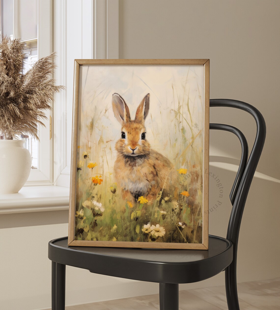 Sweet Rabbit Sitting in Wildflower Meadow Vintage Animal Art Print - Image 7