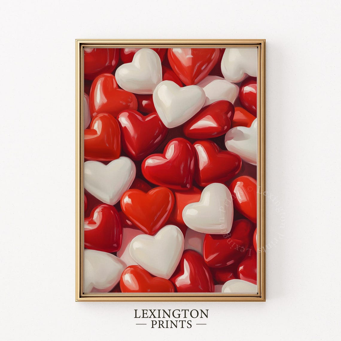 Glossy Red White Candy Hearts Valentine Day Romance Bedroom Poster - Image 5