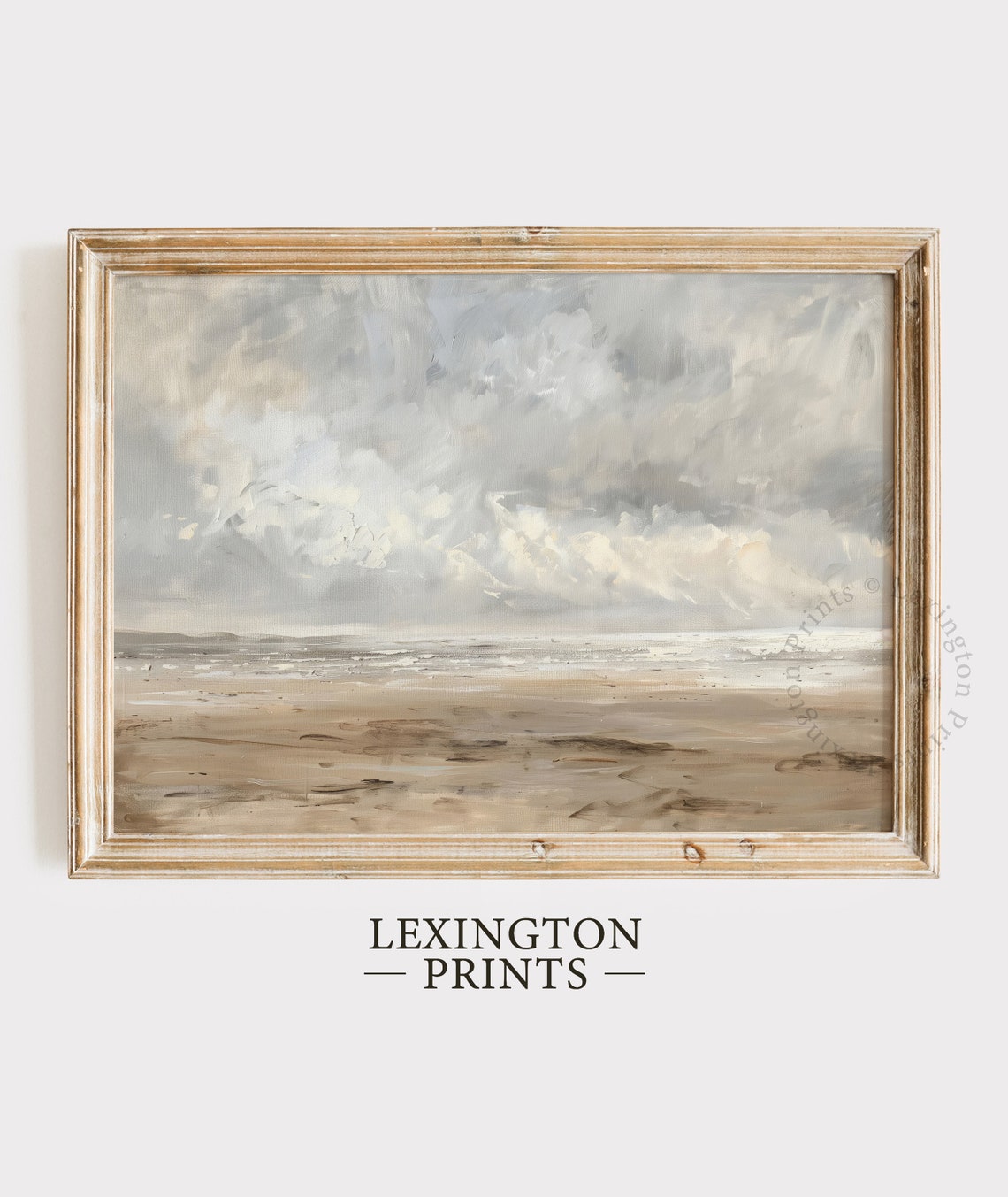 Misty Beach Seascape Oil Painting Neutral Coastal Wall Poster - Image 6