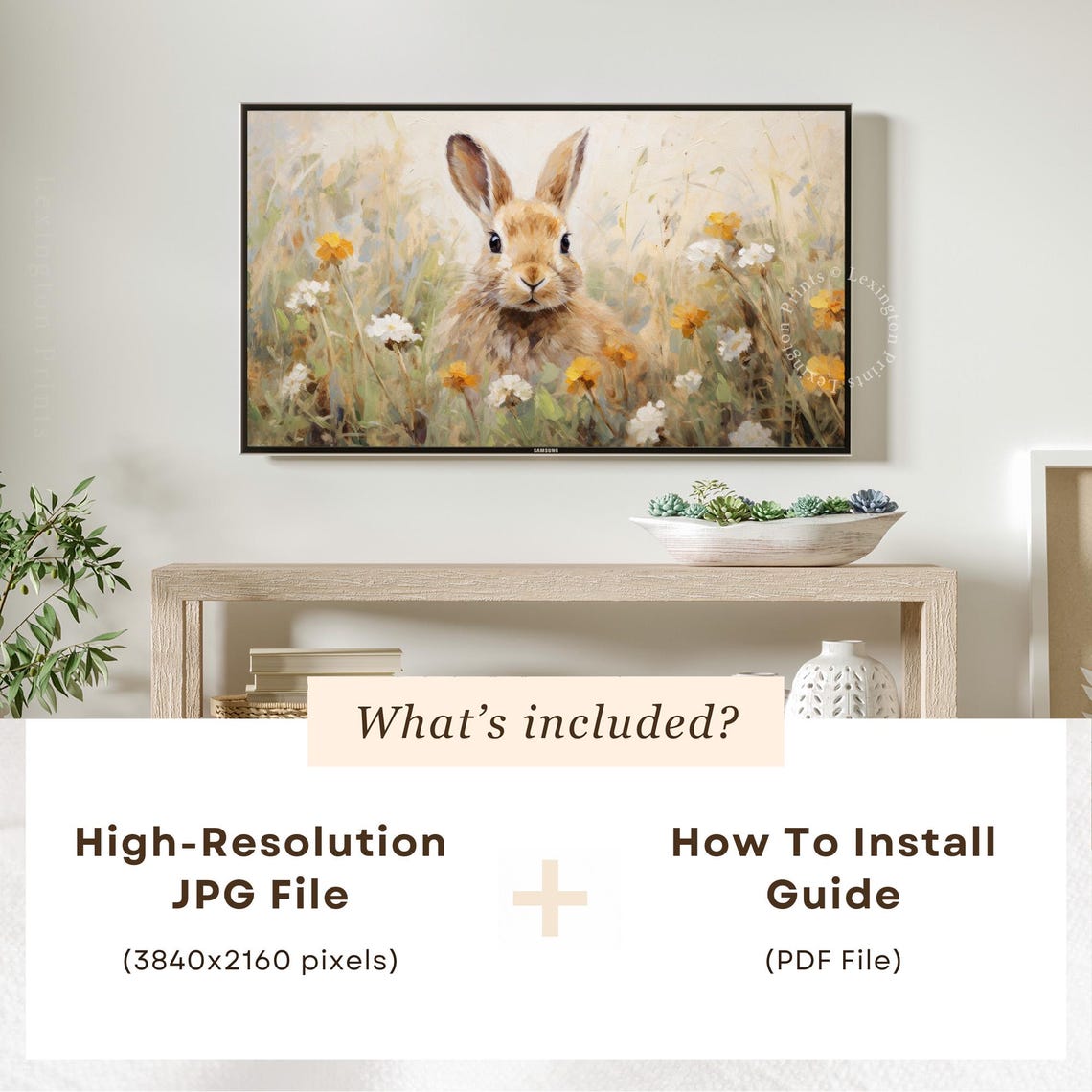 Bunny Rabbit in Spring Wildflower Field Cute Easter Decor Poster - Image 5