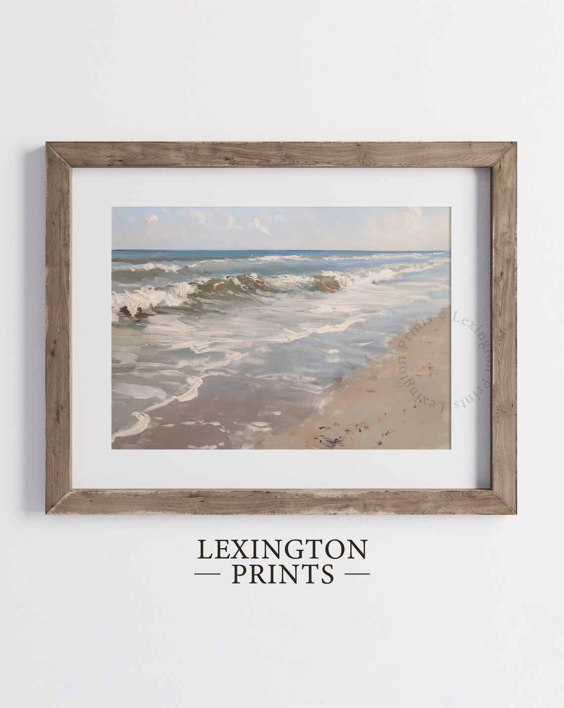 Soft Ocean Waves Washing Over Sandy Shore Beach Painting Poster - Image 3