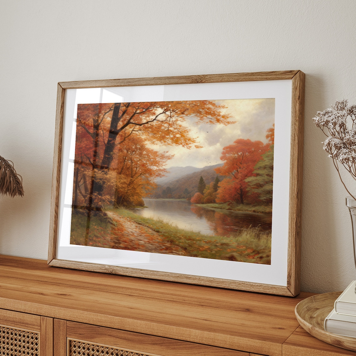 Autumn Maple River Vintage Landscape Oil Painting Fall Poster - Image 6