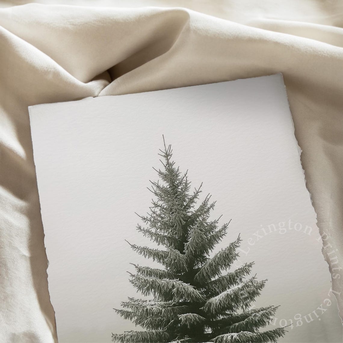 Snowy Lone Pine Tree Minimalist Winter Forest Landscape Decor Poster - Image 6