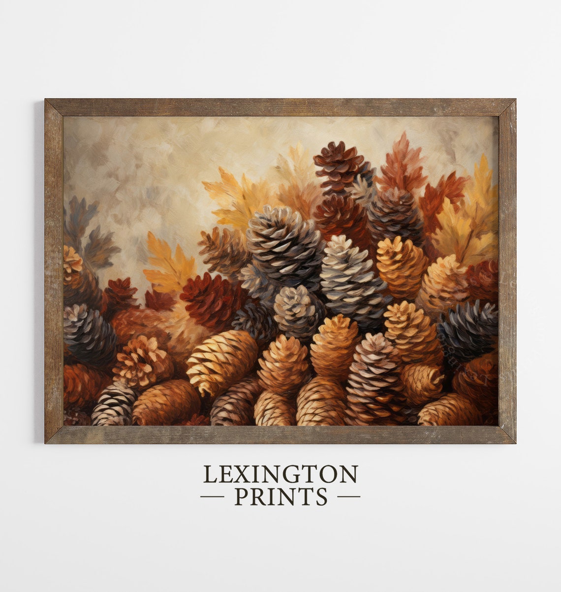 Rustic Pinecone Cluster in Autumn Warm Tones Still Life Poster - Image 5
