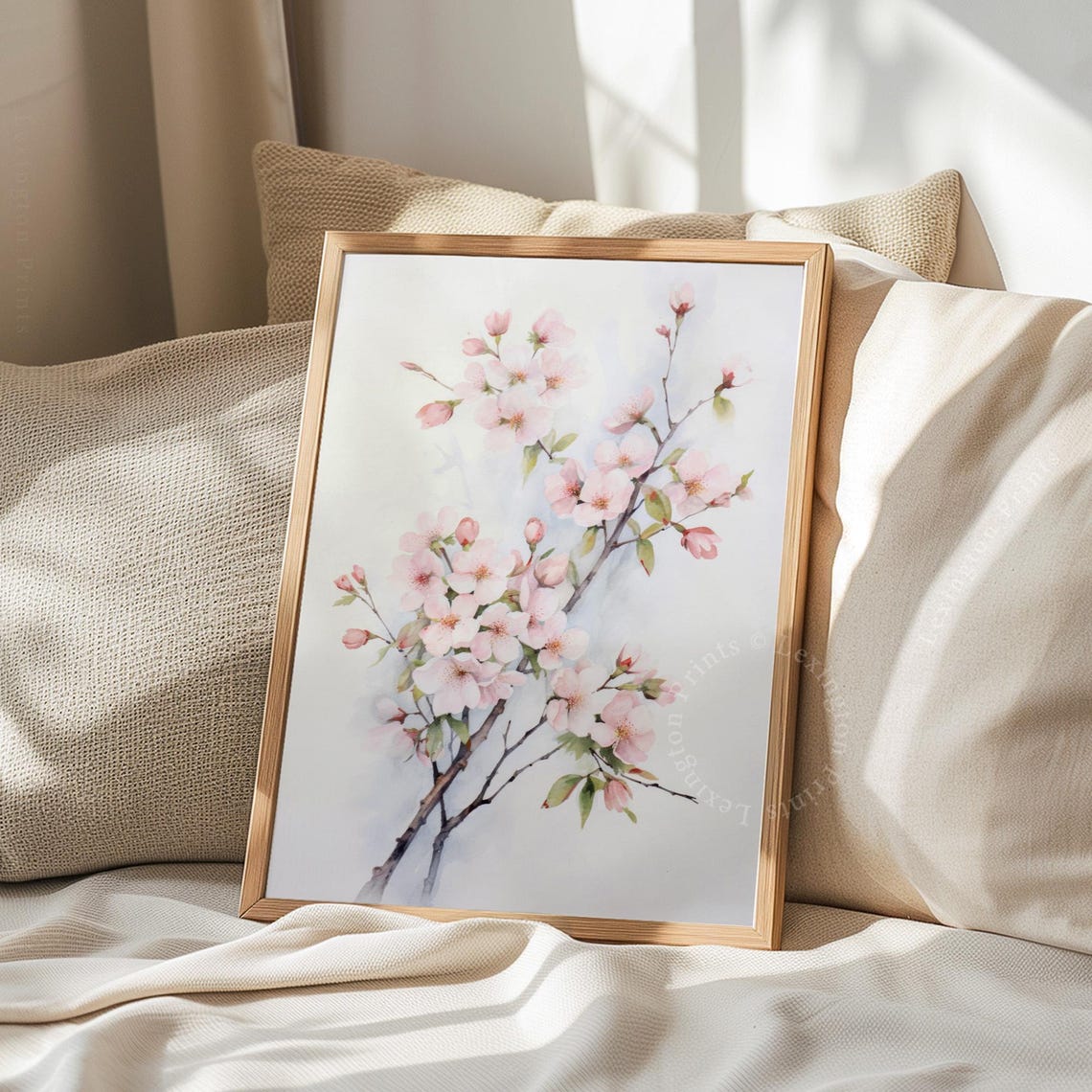 Pink Cherry Blossom Branches Delicate Spring Watercolor Wall Art - Image 8