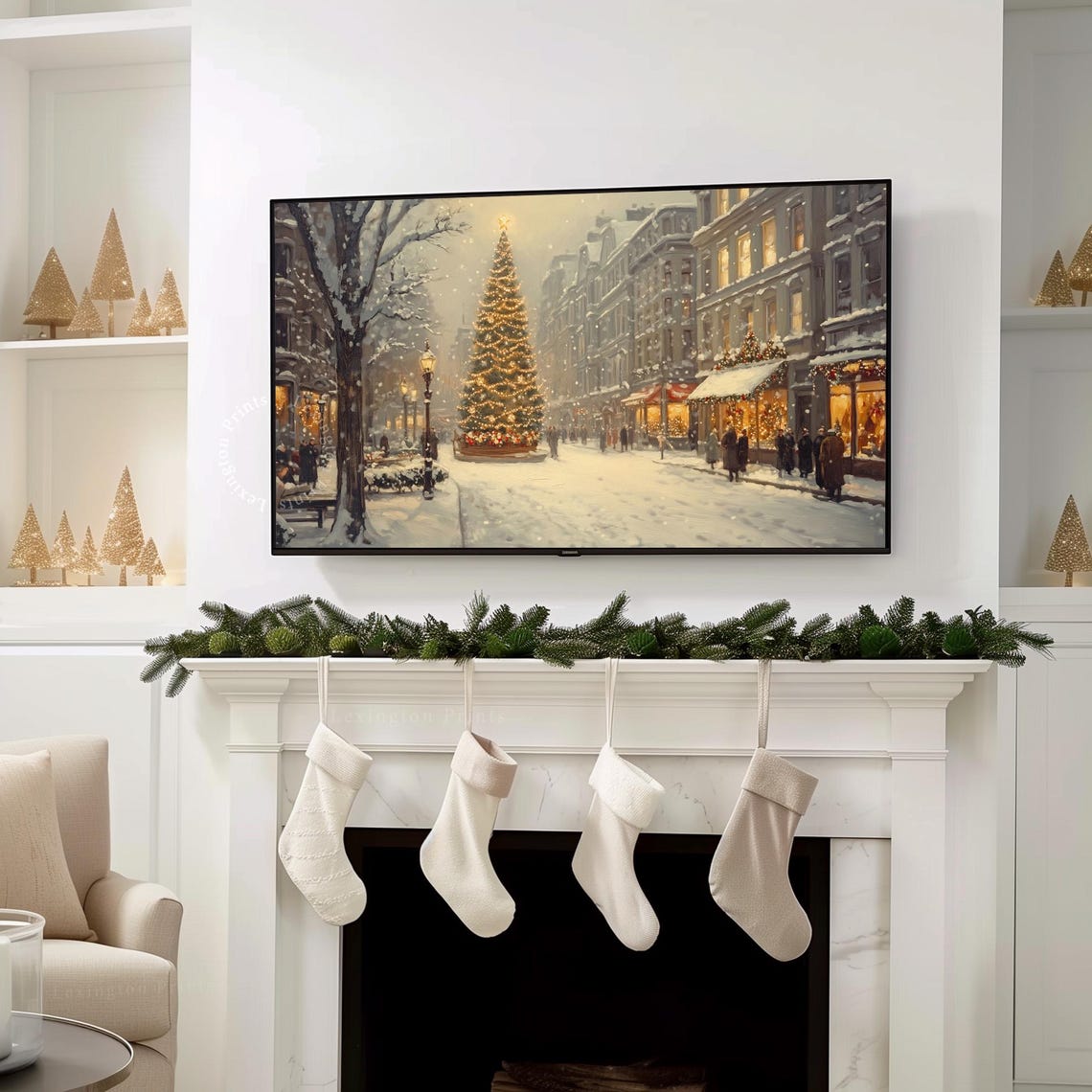 Vintage Christmas Tree Tv Art Winter Frame Tv Art Christmas Tv Art Holiday Tv Art Moody Holiday Decor City Tv Art Seasonal Tv Art 804 - Image 5