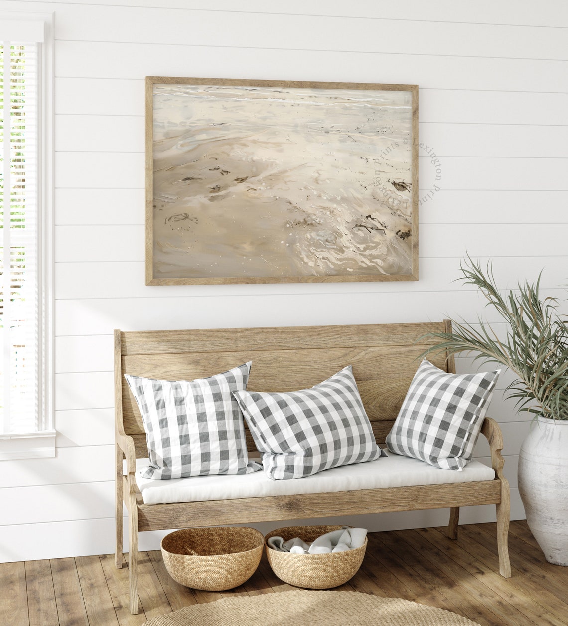 Beach Shoreline Abstract Ocean Waves Neutral Coastal Painting Poster - Image 8
