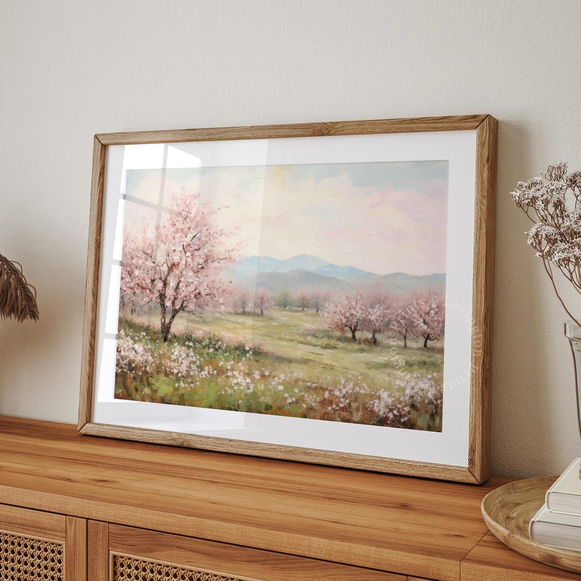 Cherry Blossom Orchard Spring Meadow Landscape Painting Poster - Image 8