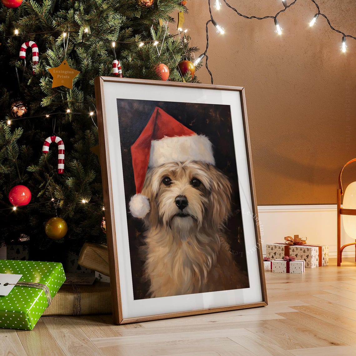 Rustic Christmas Wall Art Dog Christmas Dog Painting Vintage Christmas Decor Winter Art Pet Oil Painting Dog Portrait Holiday 223 - Image 7
