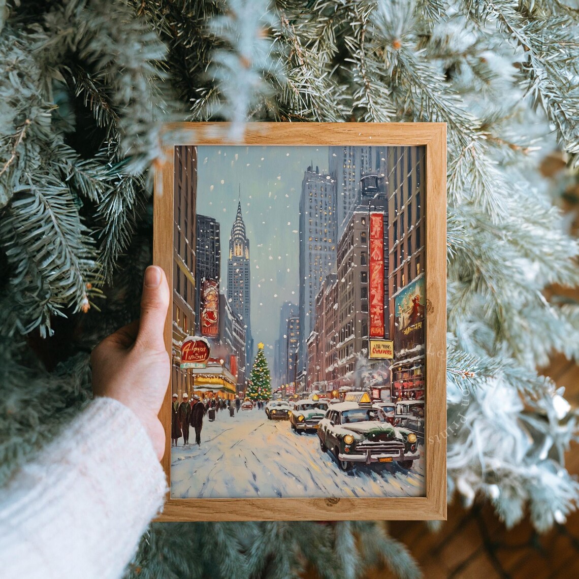 Winter In New York City Print Christmas Wall Art Christmas Prints Winter Wall Art Holiday Decor Vintage City Poster Retro 799 - Image 8