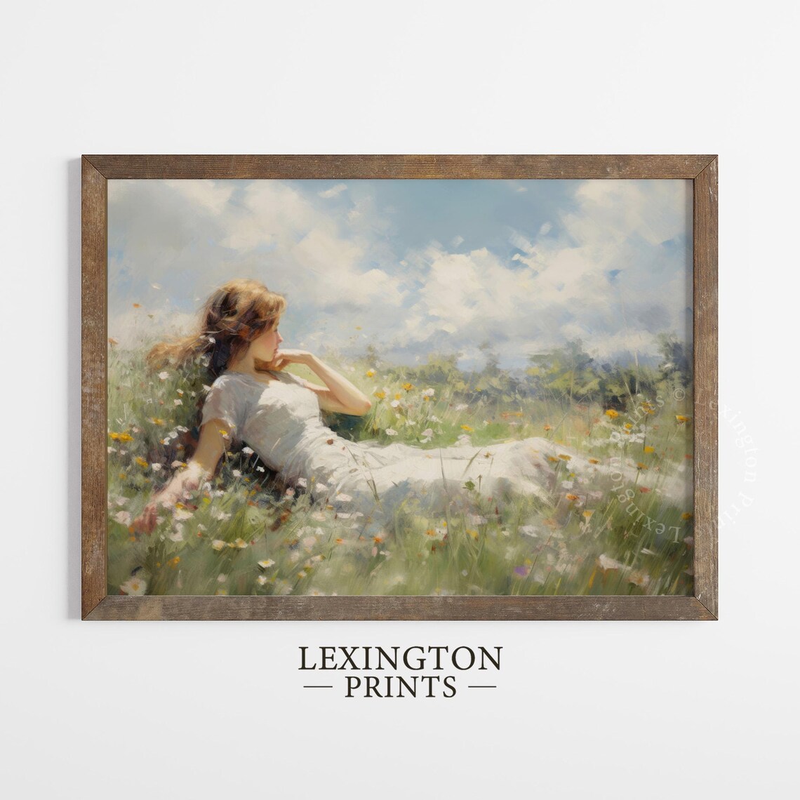 Woman Reclining Wildflower Meadow Summer Daydream Painting Poster - Image 4
