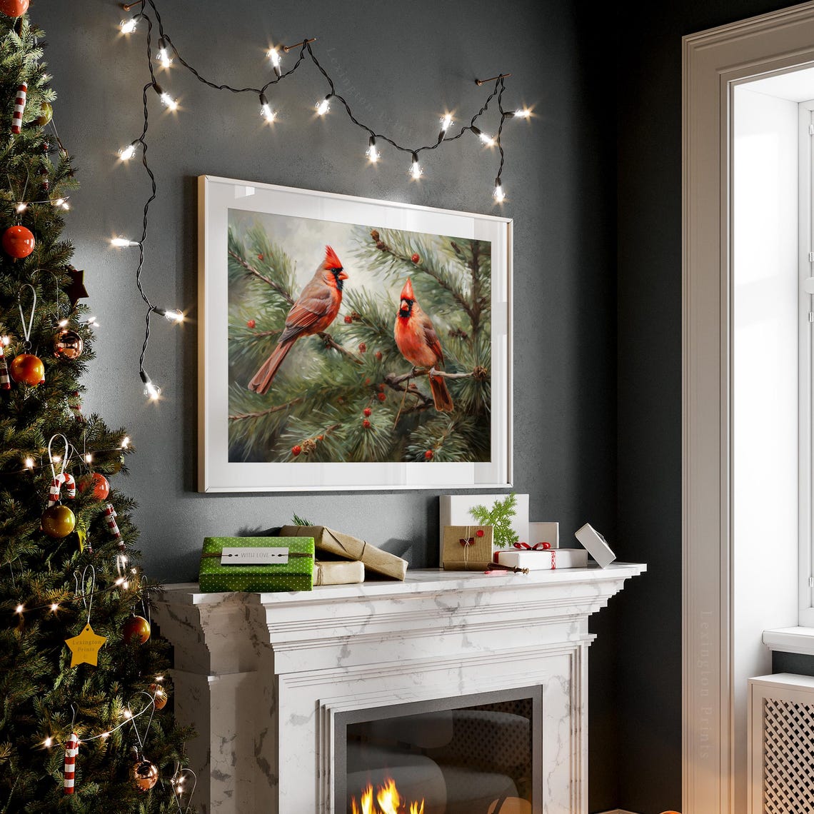 Vintage Christmas Wall Art Winter Cardinal Bird Christmas Oil Painting Winter Art Christmas Decor Nature Wall Art Winter Print 371 - Image 4