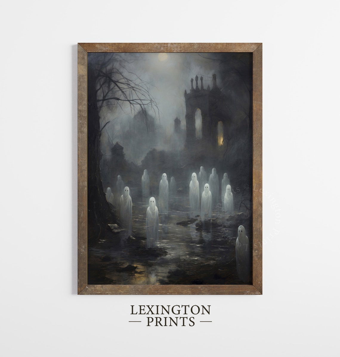 Ghost Gathering in Misty Ruined Graveyard Haunting Halloween Poster - Image 5