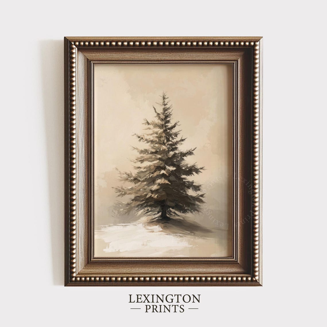 Lone Snowy Pine Tree Minimalist Winter Forest Watercolor Art Poster - Image 4