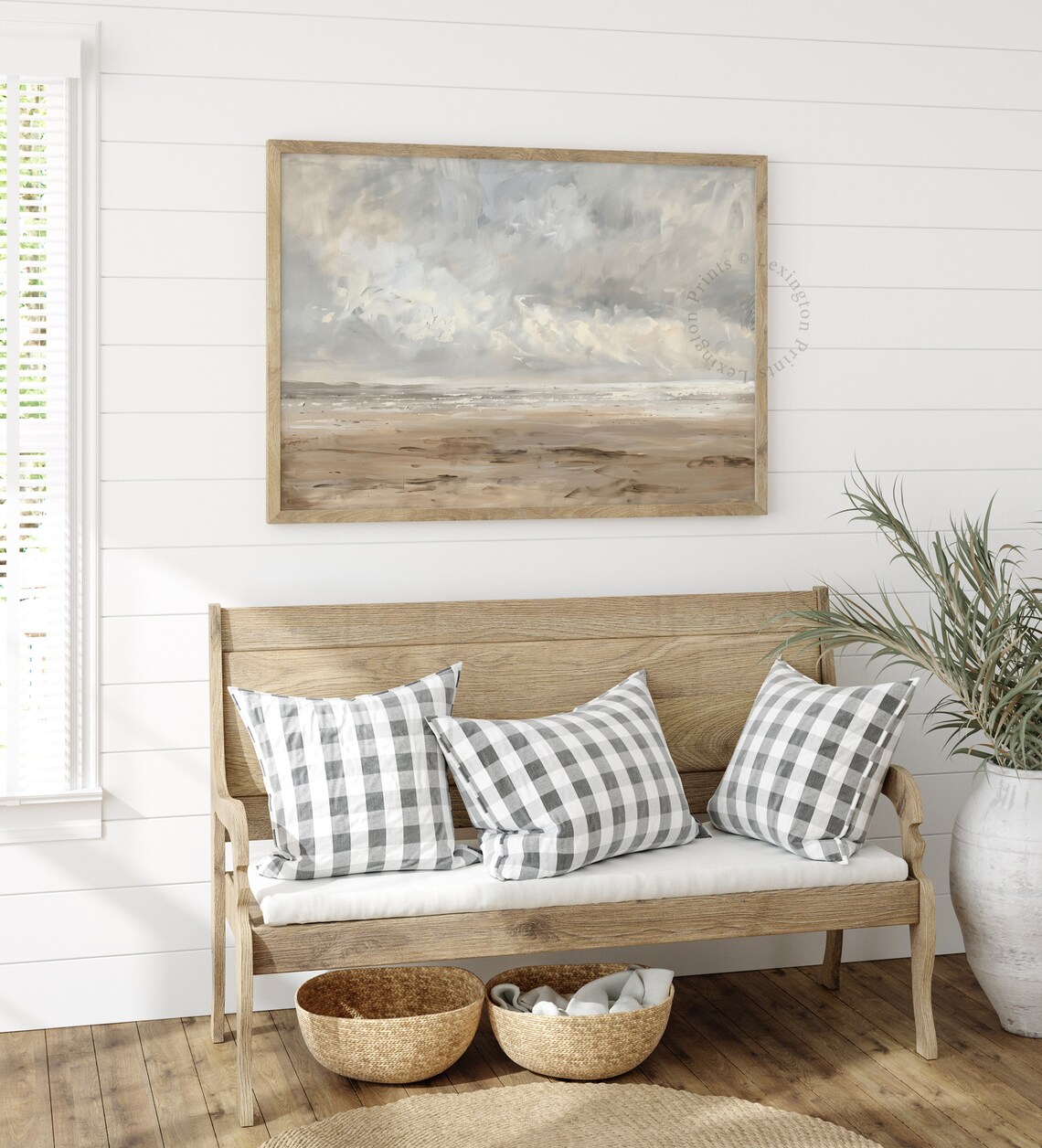 Misty Beach Seascape Oil Painting Neutral Coastal Wall Poster - Image 8