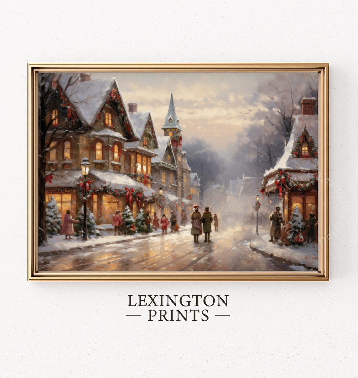 Vintage Christmas Wall Art Town City Art Christmas Village Art Christmas Print Winter Print Dark Academia Holiday Decor Print 411