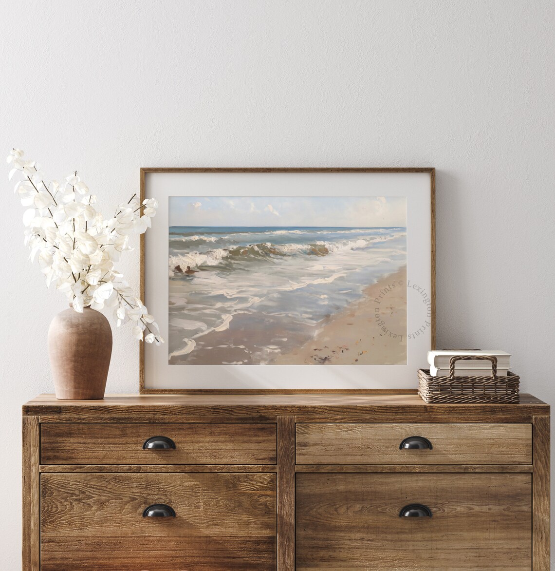 Soft Ocean Waves Washing Over Sandy Shore Beach Painting Poster - Image 7
