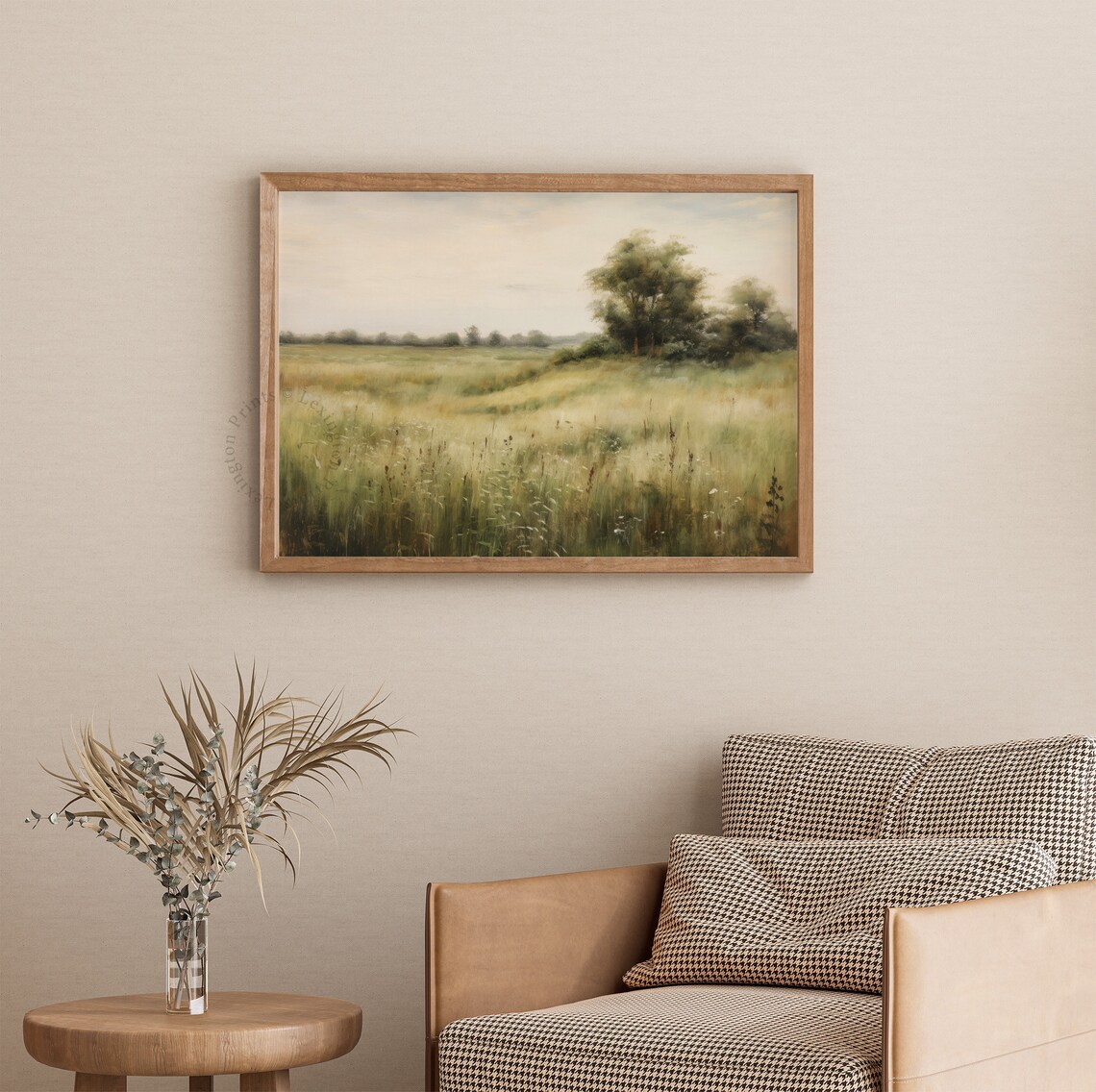 Moody Wildflower Field Vintage Landscape Art Print - Image 3