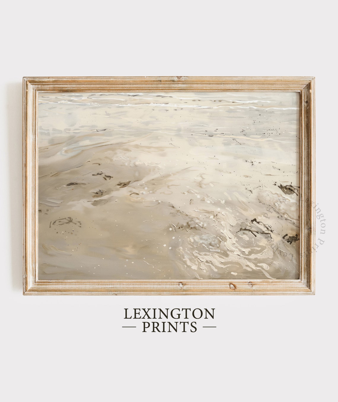Beach Shoreline Abstract Ocean Waves Neutral Coastal Painting Poster - Image 5