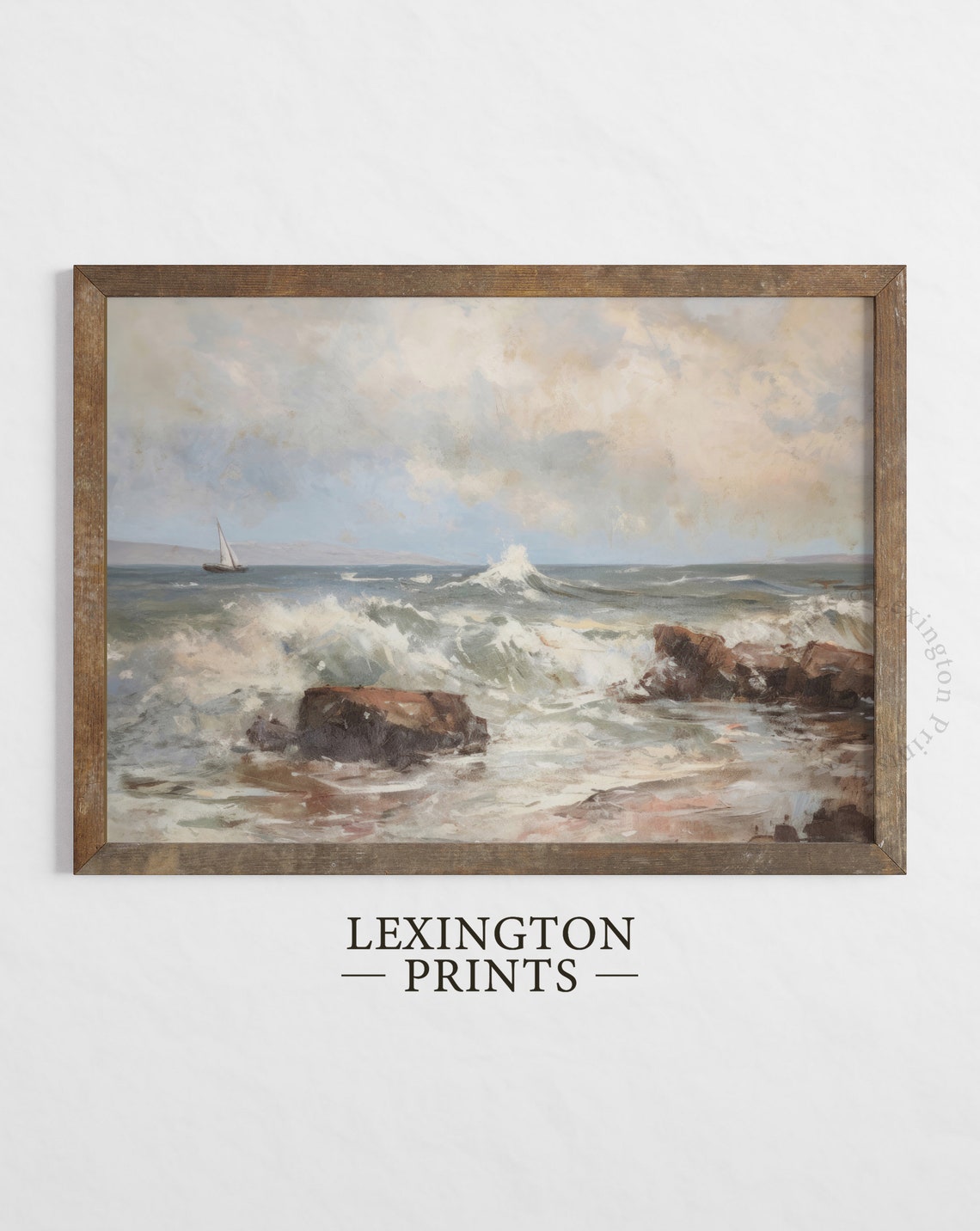 Sailboat Rocky Coast Ocean Waves Classic Seascape Painting Poster - Image 6