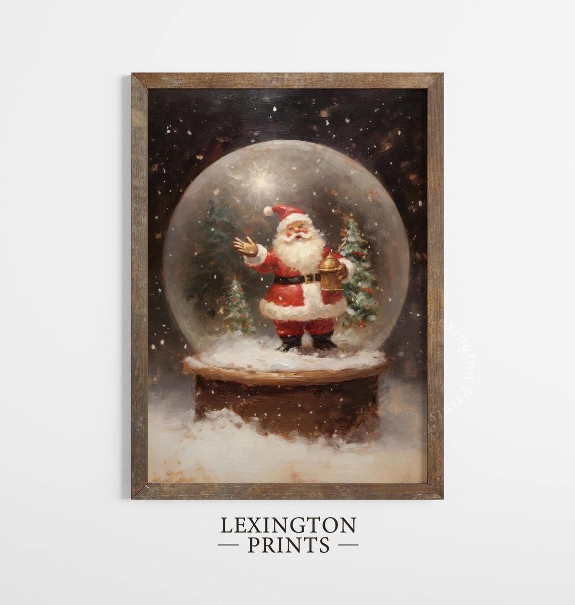 Santa Christmas Wall Art Santa Snowglobe Christmas Oil Painting Christmas Santa Art Cottagecore Vintage Christmas Print Winter Art Cute 295 - Image 4