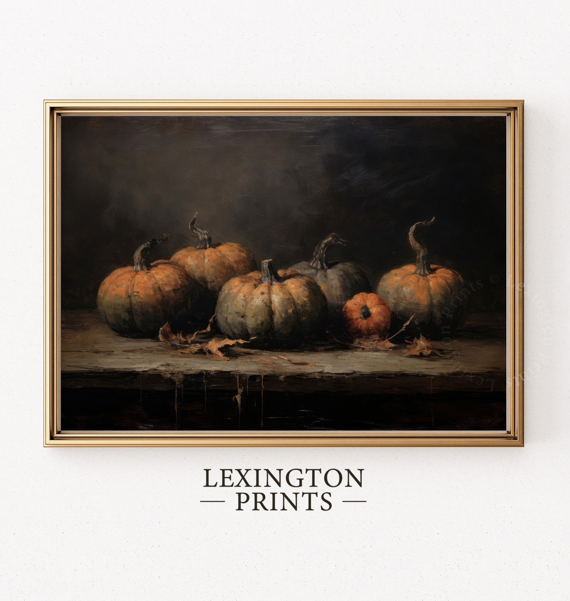 Moody Dark Pumpkin Still Life Rustic Autumn Farmhouse Poster - Image 2