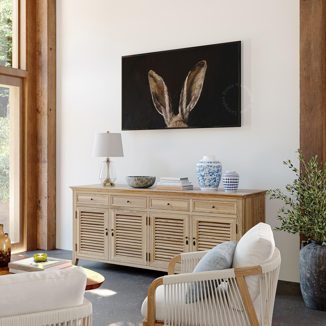Easter Bunny Ears Dark Moody Minimalist Spring Painting Poster - Image 4