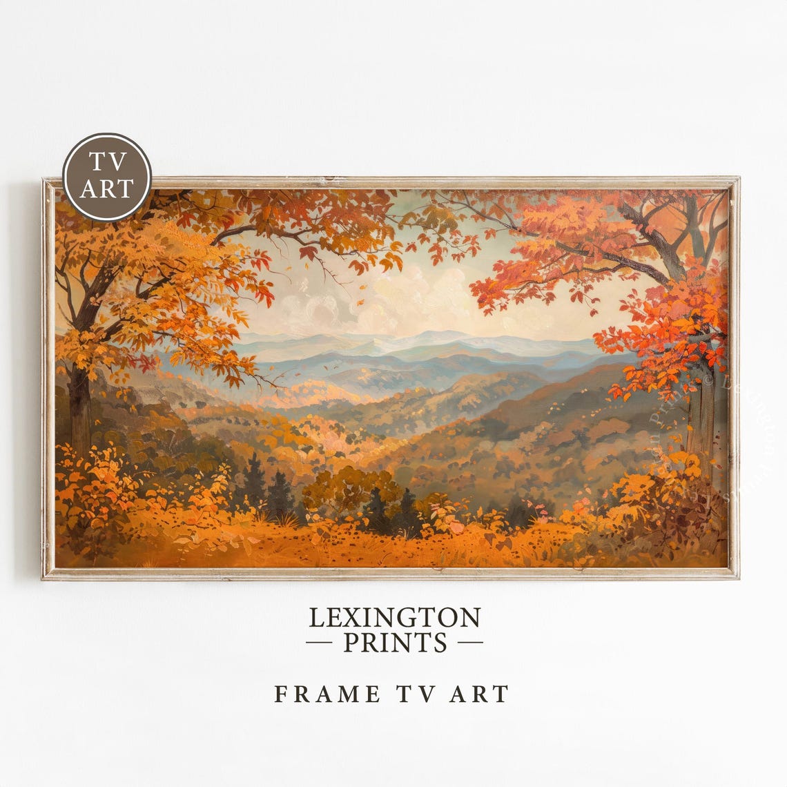 Fall Forest Mountain Valley in Autumn Colors Frame TV Art Poster