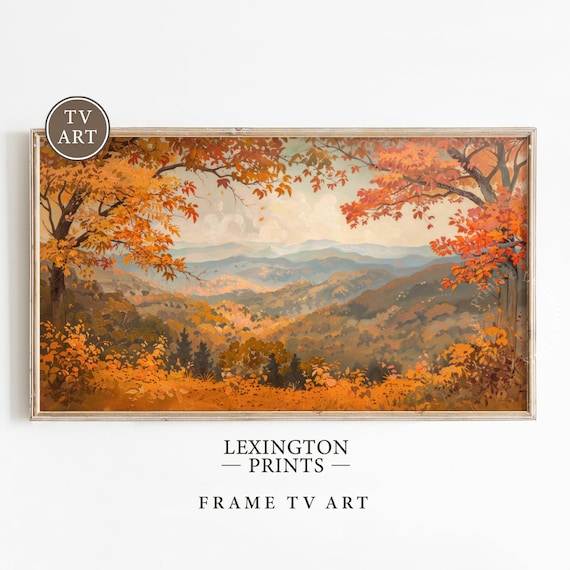 Fall Forest Mountain Valley in Autumn Colors Frame TV Art Poster
