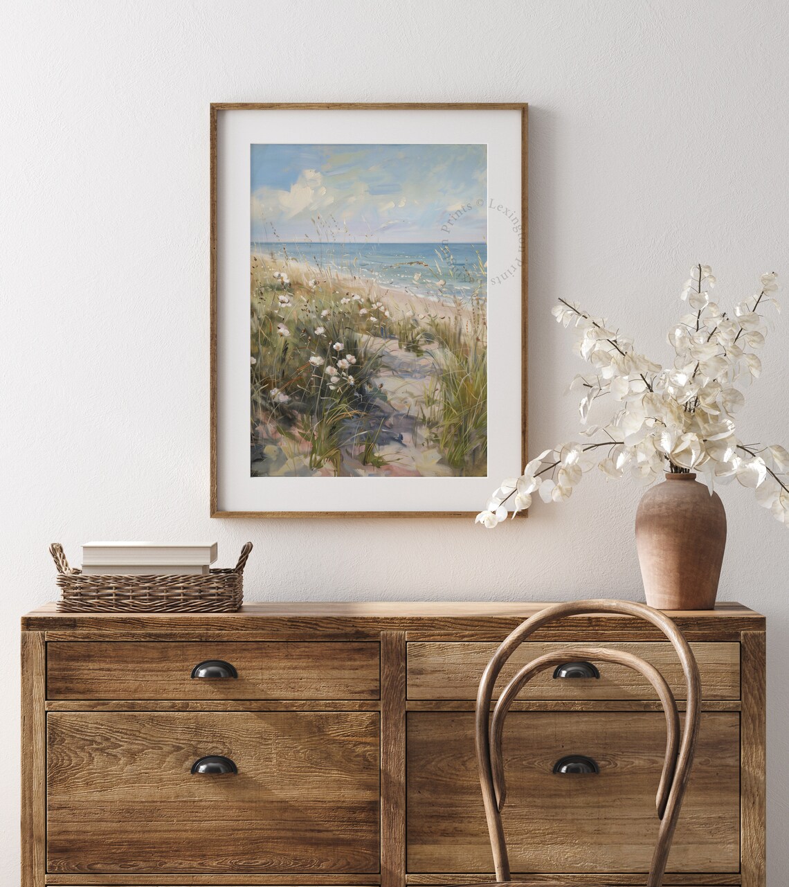 Coastal Beachgrass Wildflower Field Vintage Art Print