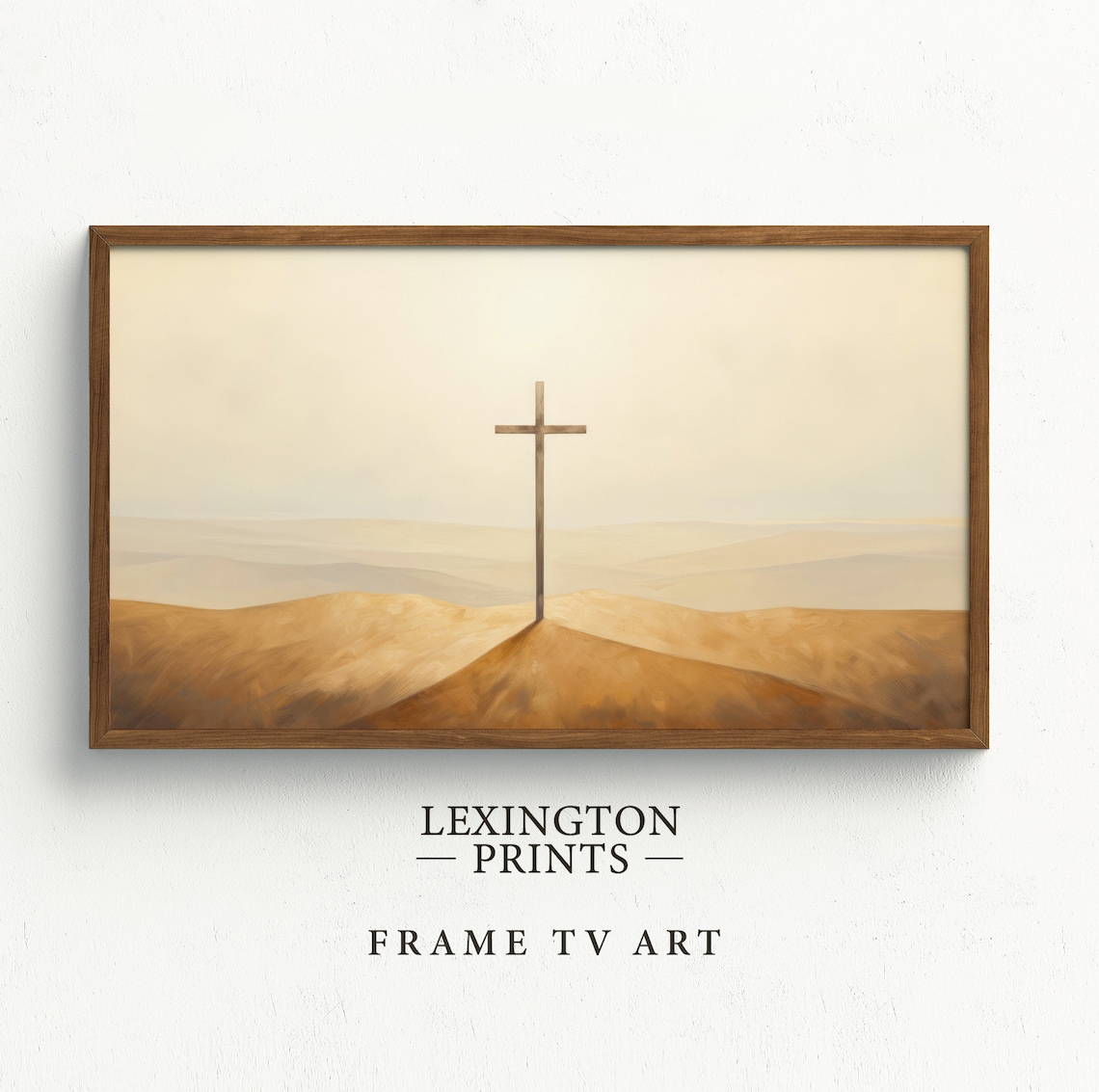 Golden Sunrise Cross on Hill Minimalist Christian Art Poster - Image 5
