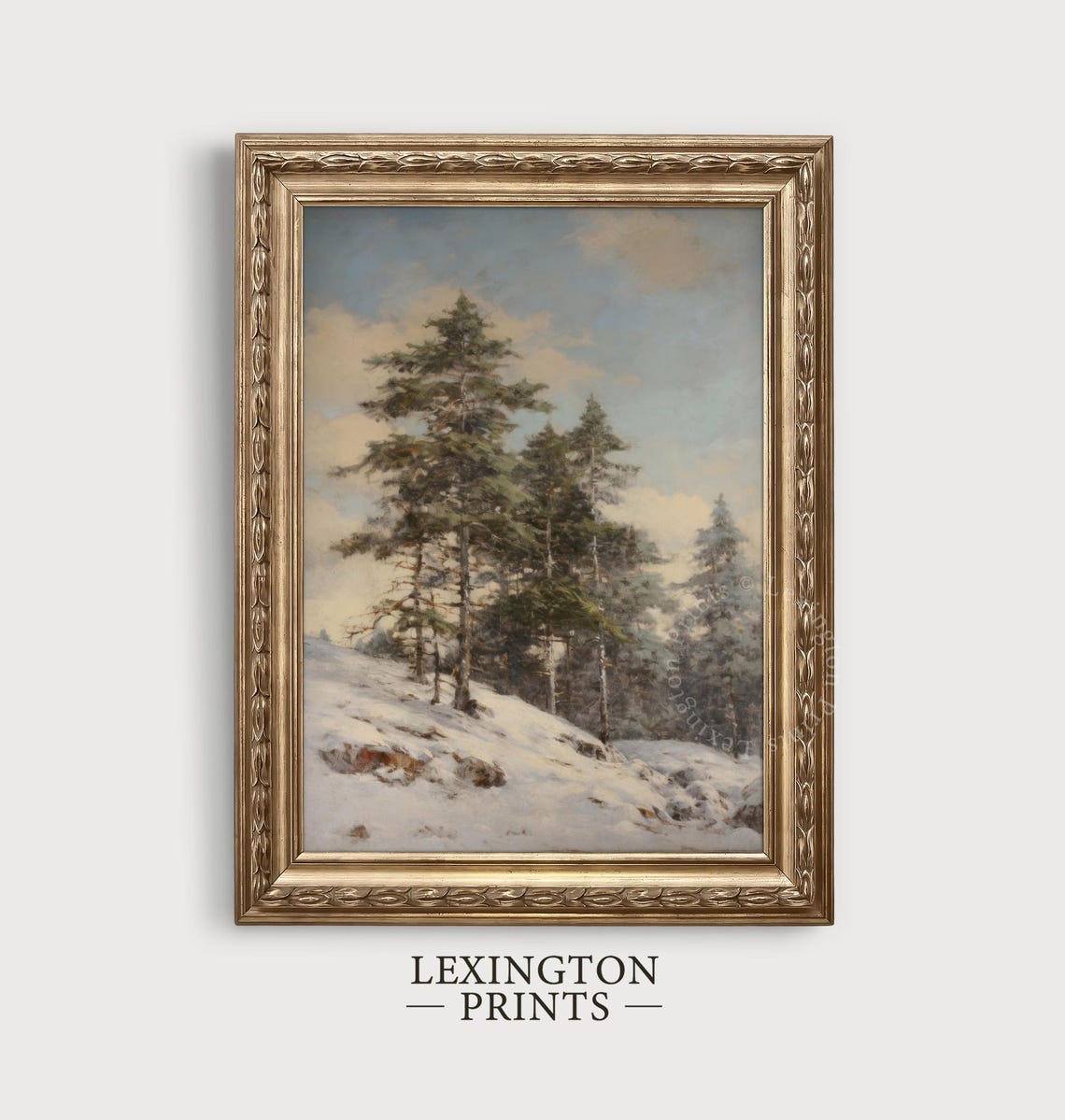 Vintage Winter Landscape Painting Vintage Christmas Wall Art Forest Wall Art Christmas Decor Moody Wall Art Nature Wall Art Seasonal Art 232 - Image 4