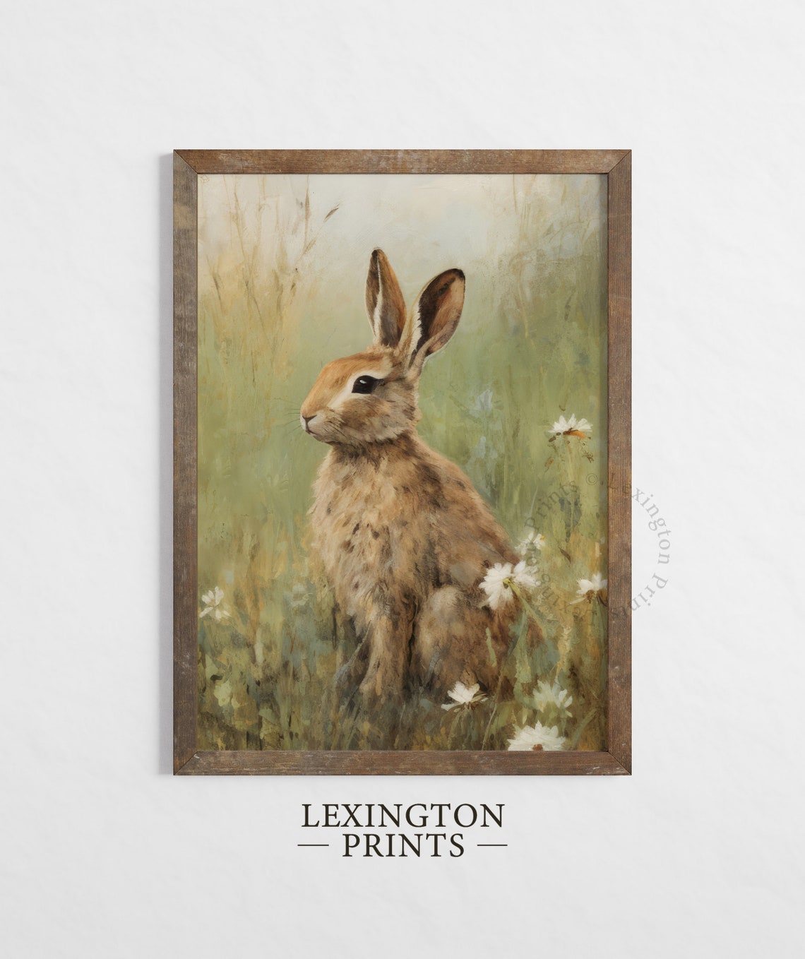 Rustic Brown Bunny Wildflower Meadow Spring Vintage Nature Poster - Image 5