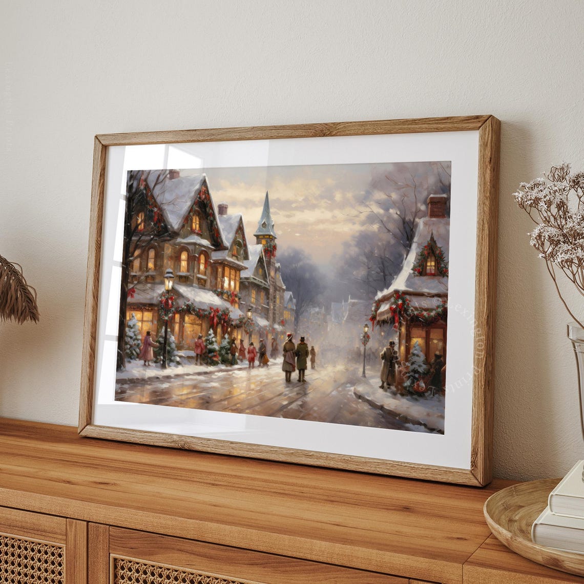 Vintage Christmas Wall Art Town City Art Christmas Village Art Christmas Print Winter Print Dark Academia Holiday Decor Print 411 - Image 8