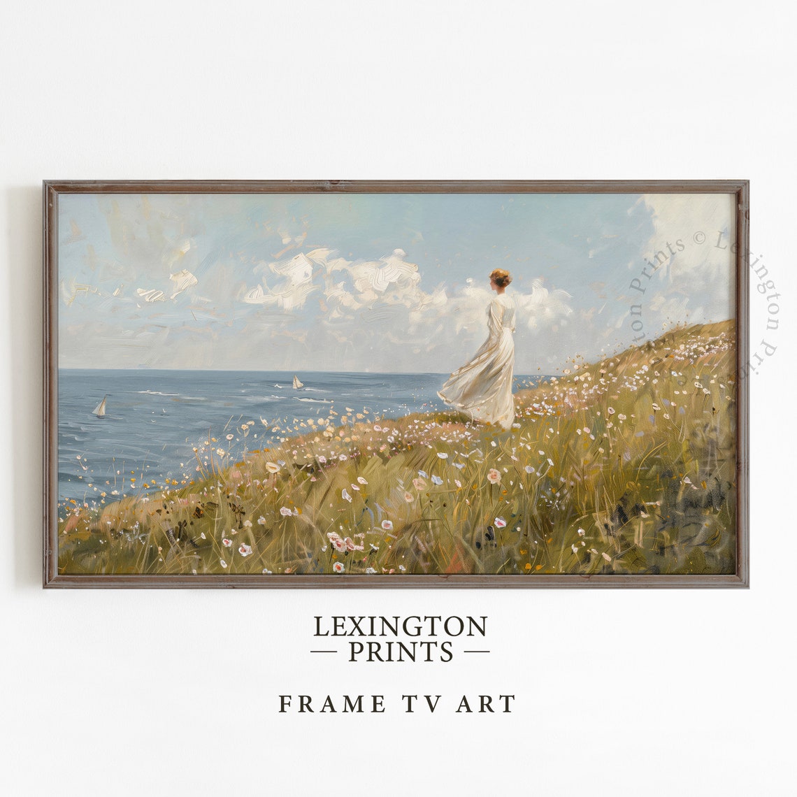 Vintage Woman Coastal Tv Art Wildflower Tv Art Frame Tv Art Summer Tv Art Wildflower Art Spring Tv Art Floral Art Landscape 713 - Image 5