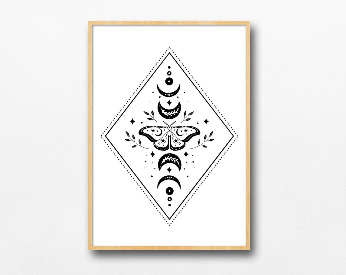 Celestial Mystic Moon Phase Stars Butterfly Print - Image 2