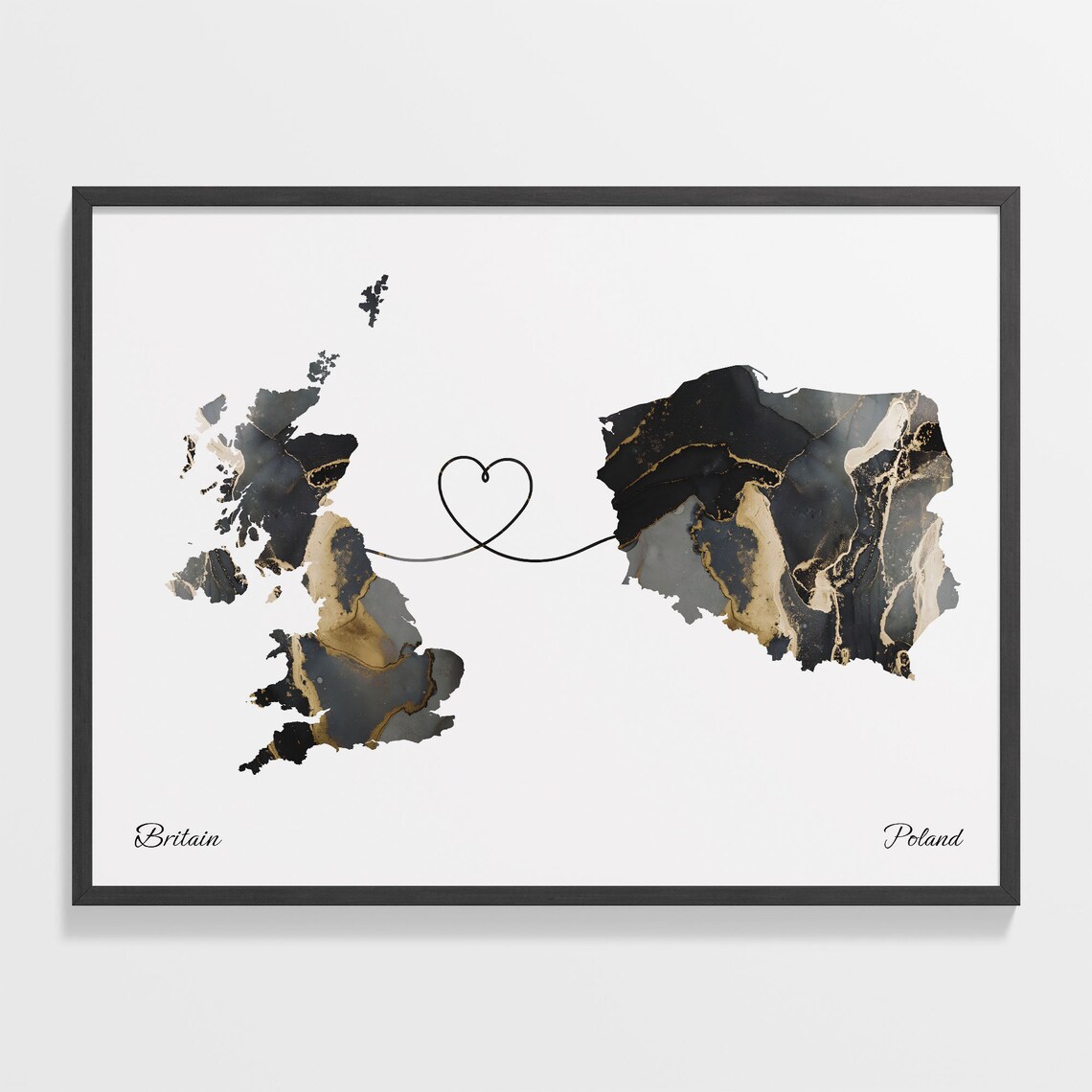 Britain To Poland Map Poster, Travel Print