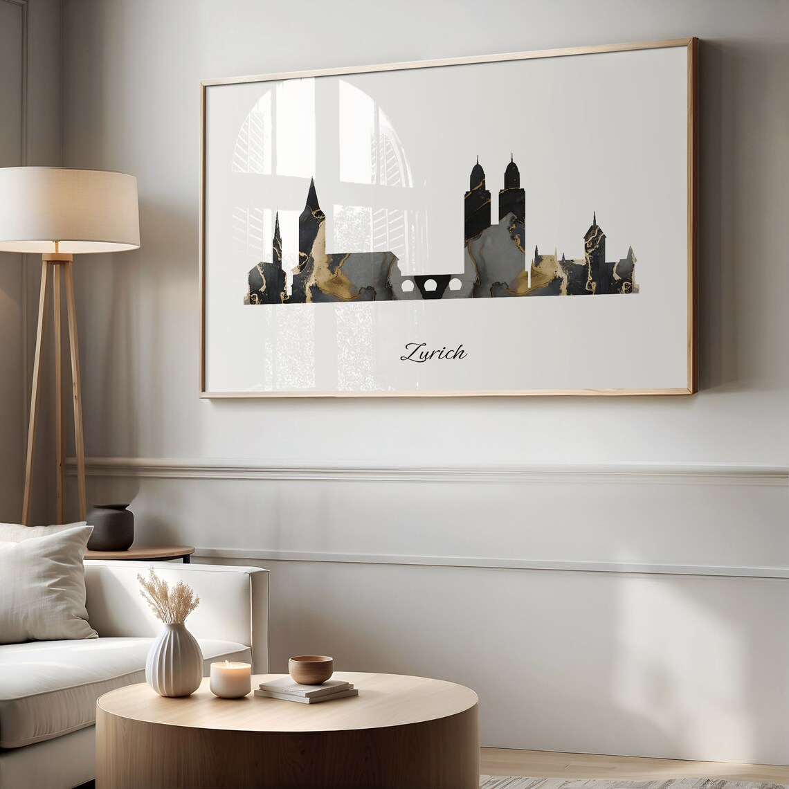 Zurich Skyline Black Gold Marble Cityscape Switzerland Travel Decor Poster - Image 2