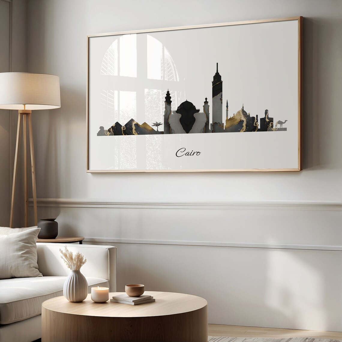 Cairo Skyline Marble Cityscape Black and Gold Egypt Travel Poster - Image 2