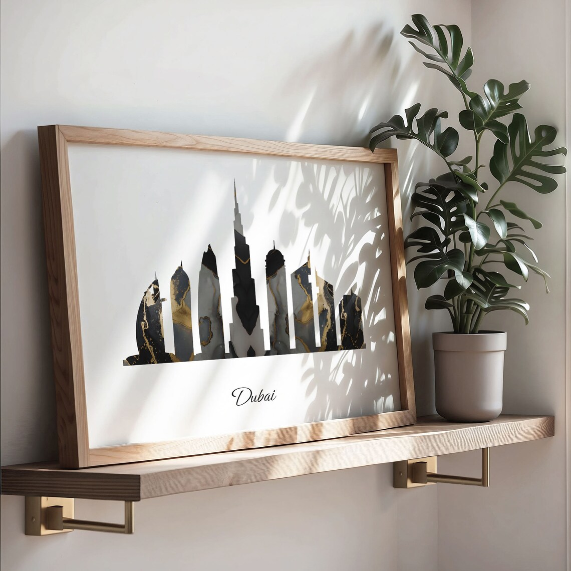 Dubai Skyline Minimalist Black Gold Marble Cityscape Art Poster - Image 3