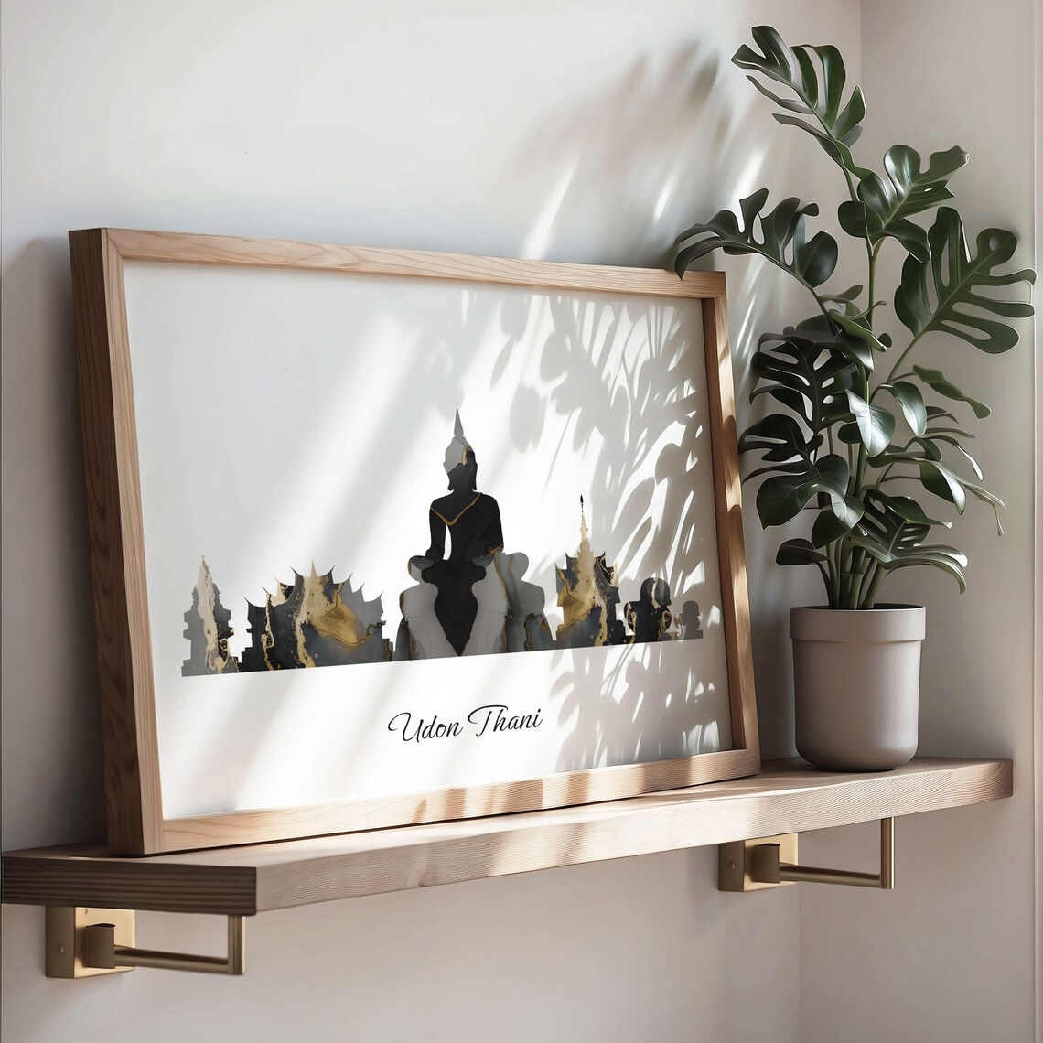 Udon Thani Skyline Black and Gold Marble Cityscape Art Poster - Image 3