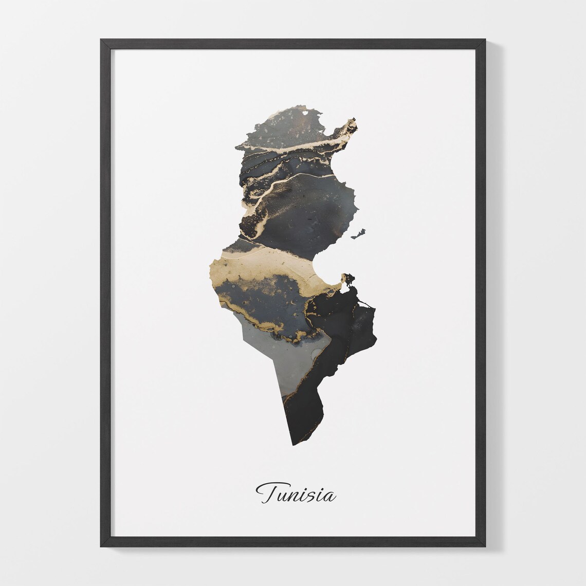 Tunisia Map Art Print, Elegant Country Poster