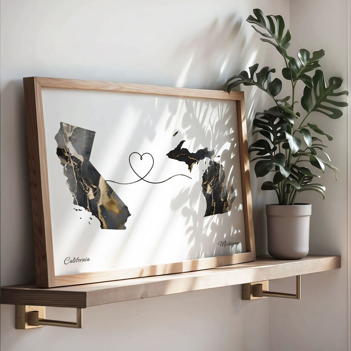 California To Michigan Travel Map Art Print - Image 3