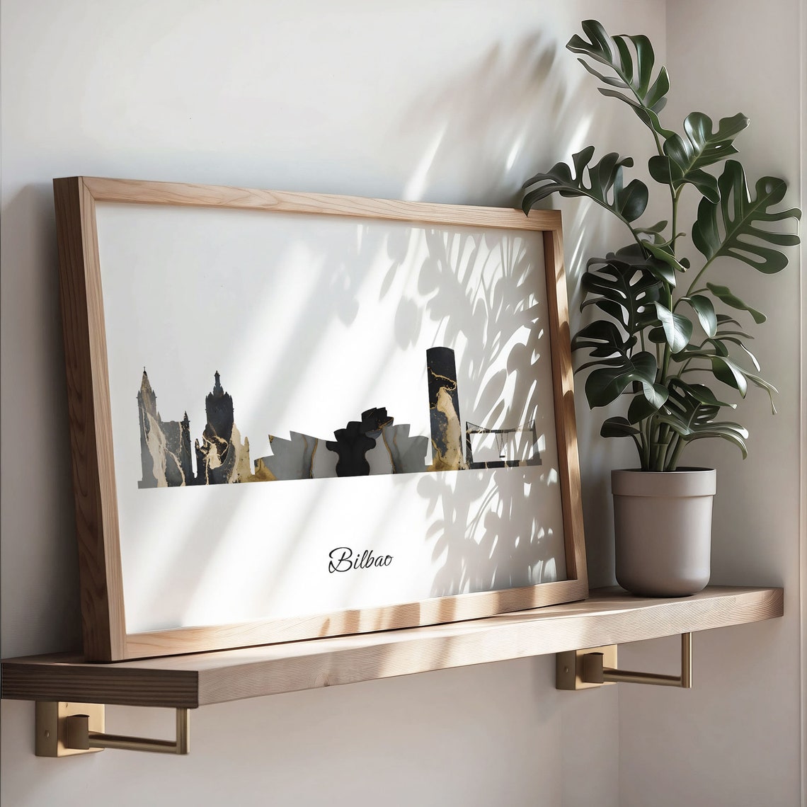 Bilbao Luxury Black Gold Marble City Skyline Silhouette Poster - Image 3