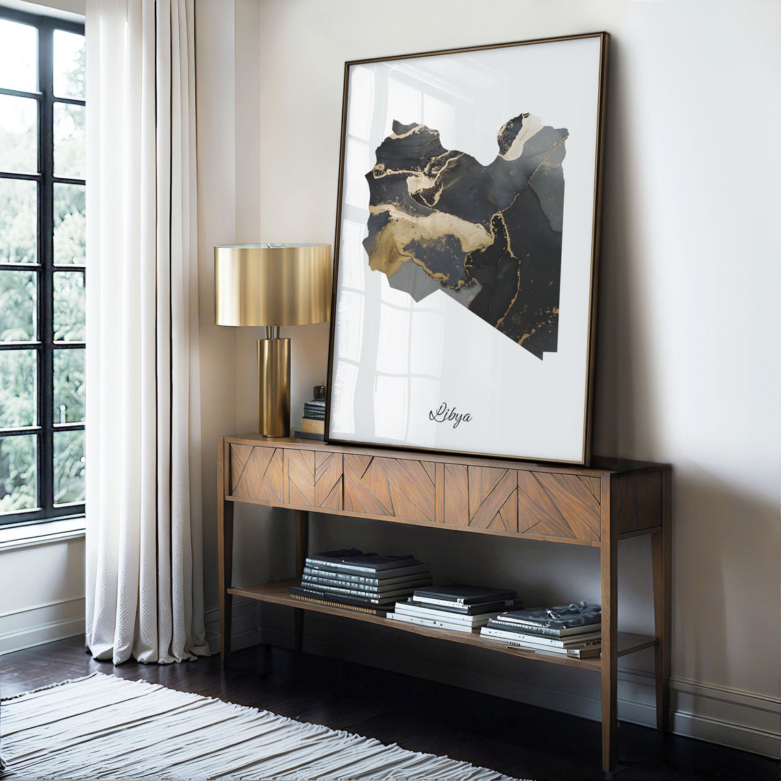 Libya Black and Gold Marble Country Map Elegant Decor Poster - Image 4