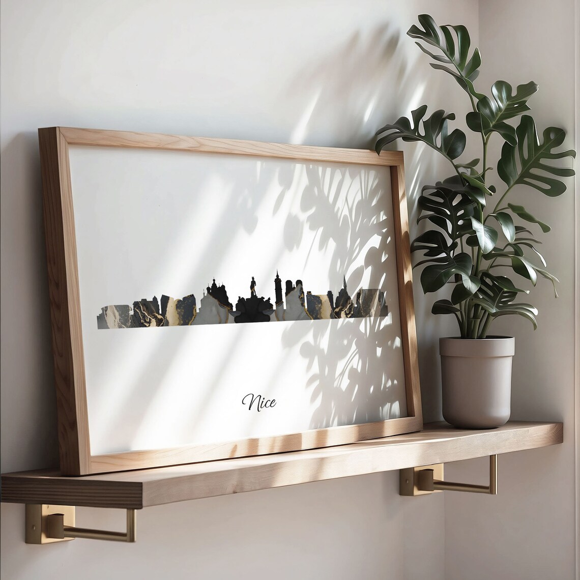 Nice France Black Gold Marble Skyline Silhouette Cityscape Poster - Image 3