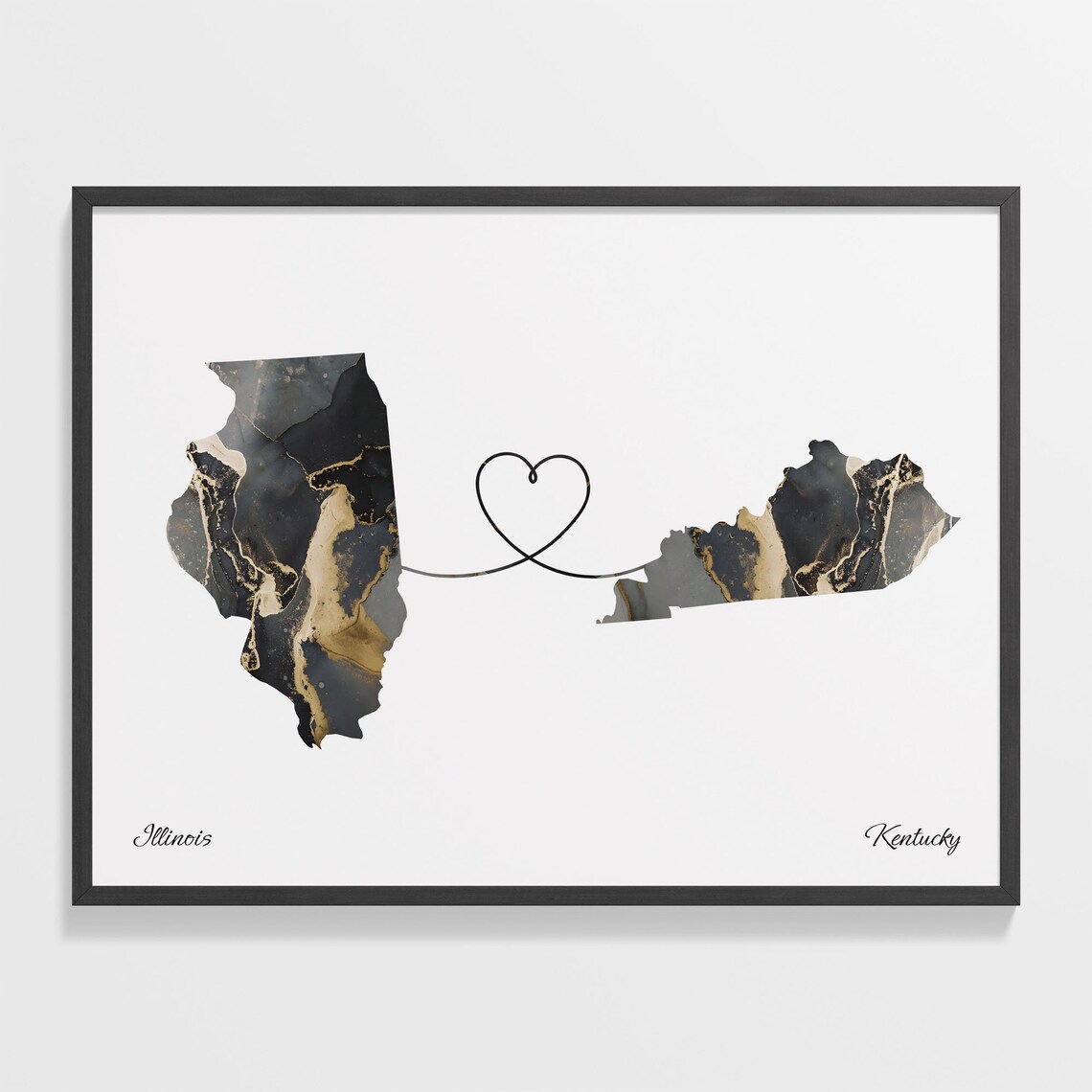 Illinois to Kentucky Map Poster, Travel Art Print