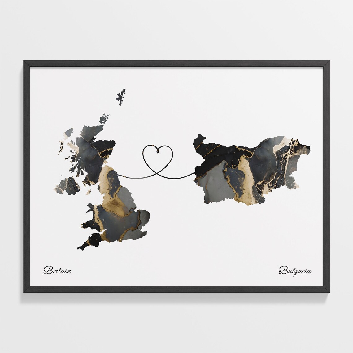 Britain To Bulgaria Map Poster, Travel Art Print